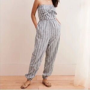 Striped Strapless Jumpsuit